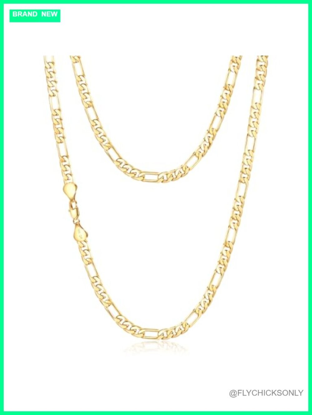14K Gold Figaro Chain Necklace Unisex 6mm Lobster Clasp Dainty Jewelry Gift